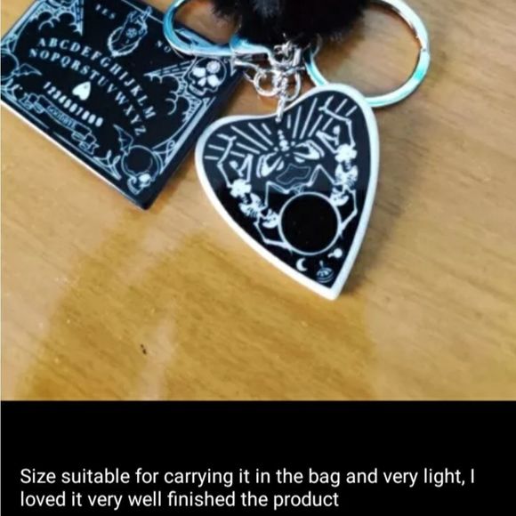 Halloween Ouija Planchette Black Pompom Keychain Handbag Tag - Picture 11 of 11